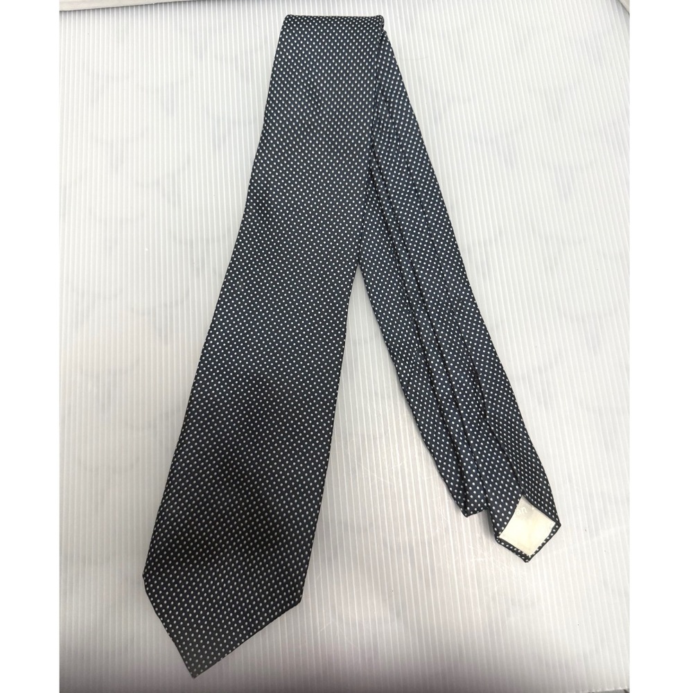 Christian Dior Necktie Mens Navy Blue Polka Dot Silk Cravates Vintage